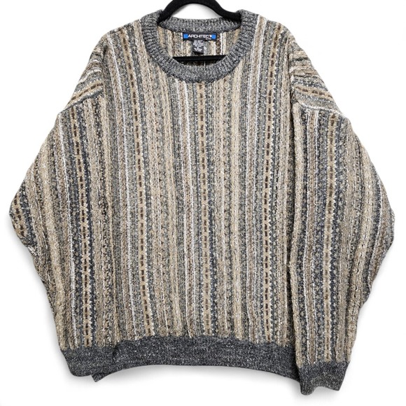 Architect Other - Architect Sweater Mens XL (Fits as Large) 3D Knit Coogi Style 90s Acrylic Wool